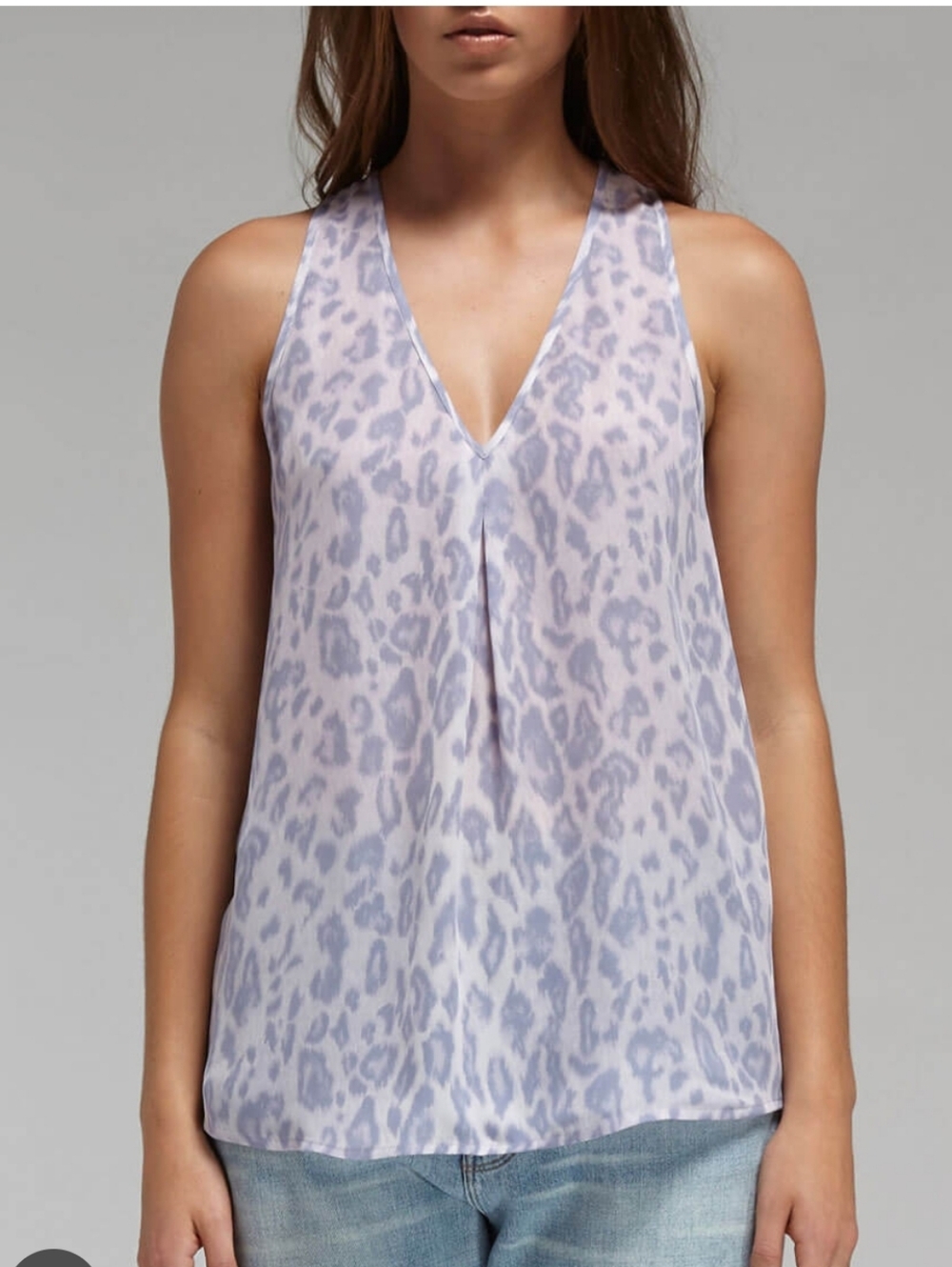Joie Surla Tank Silk Lilac Leopard Print M
